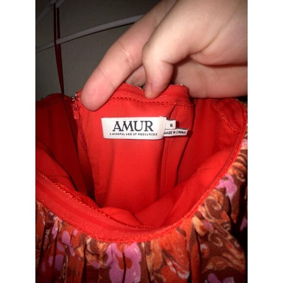 NWOT AMUR Mariana Rosewood Paisley Strapless Midi Dress Size 6 - Picture 6 of 9